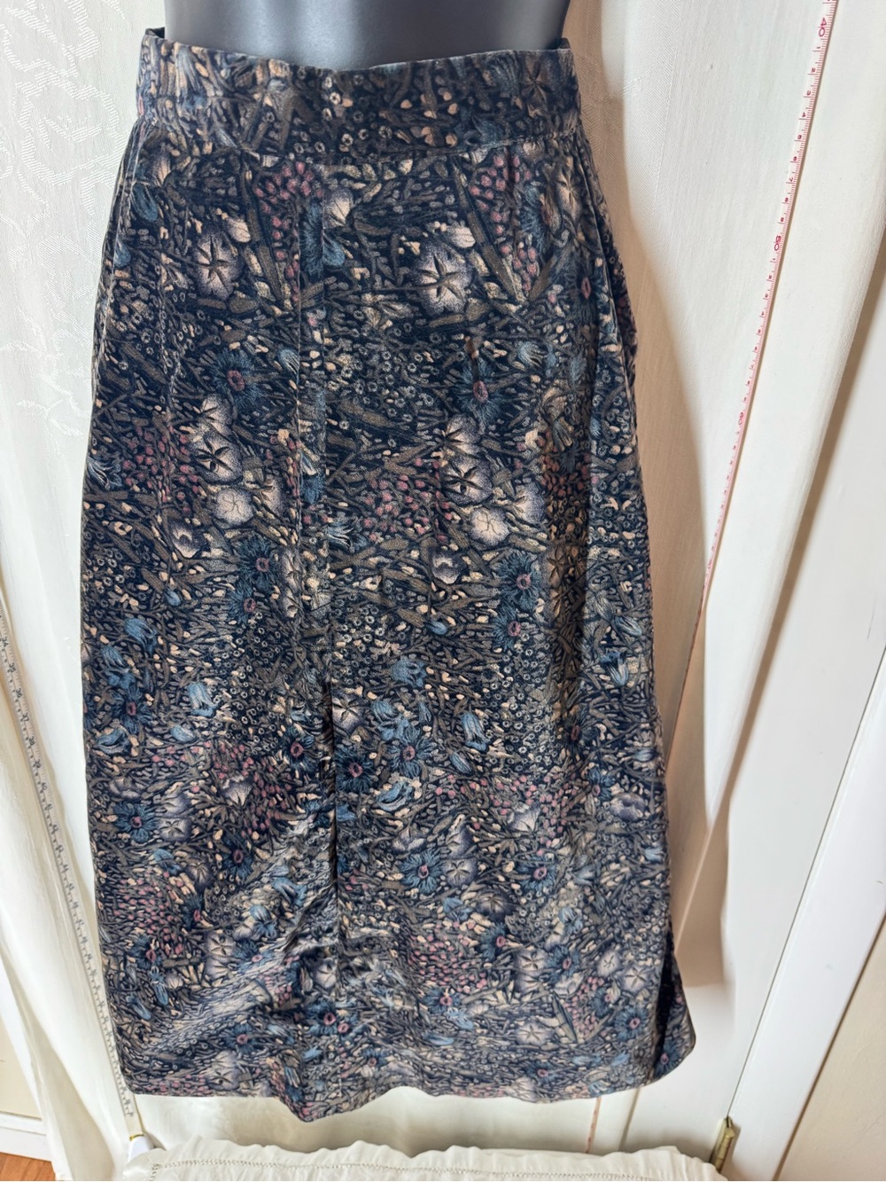 Vintage Dark Floral Velvet Skirt
